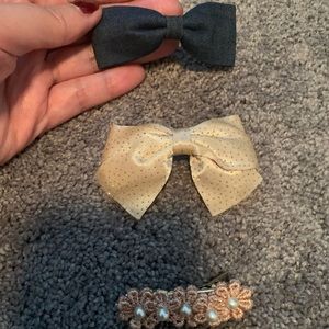 Three bows hair clips (handmade)